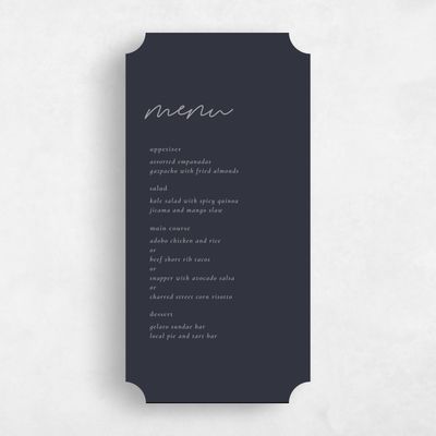 Blue Ticket Wedding Menu - Splendor