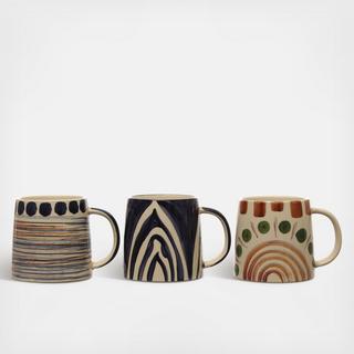 Hand-Painted 3-Piece Assorted Mug Set