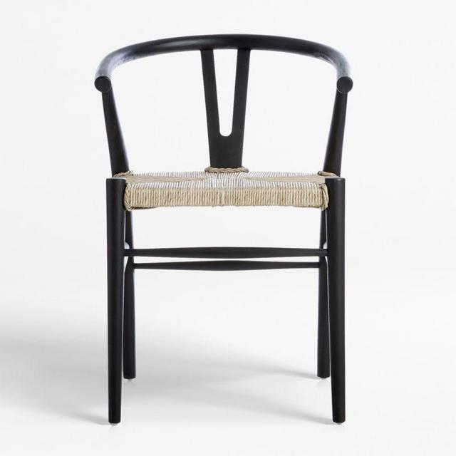 Crescent Black Rush Seat Dining Chair