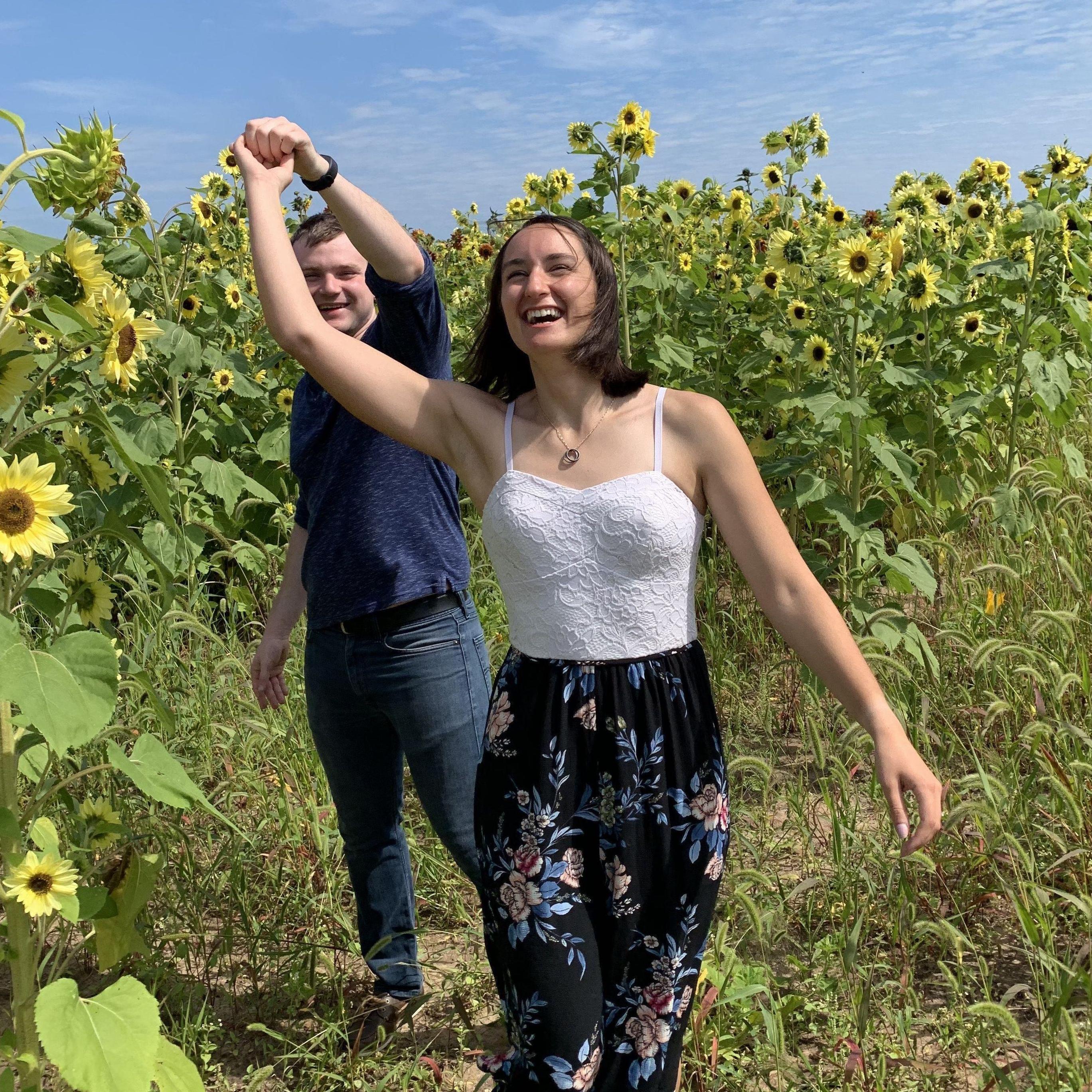 Dancing in the sunflowers, Door County, September 2019