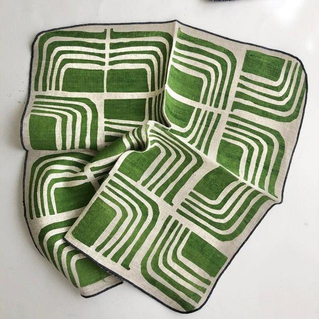 Modern Abstract Hand Printed Napkins, Linen