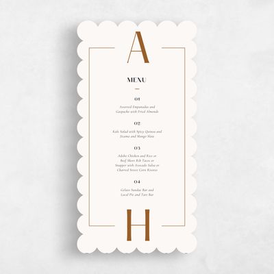 Beige Scalloped Wedding Menu - Wetherby