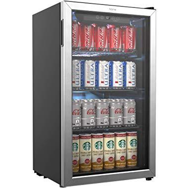 hOmeLabs Beverage Refrigerator and Cooler - 120 Can Mini Fridge with Glass Door for Soda Beer or Wine - Small Drink Dispenser Machine for Office or Bar with Adjustable Removable Shelves