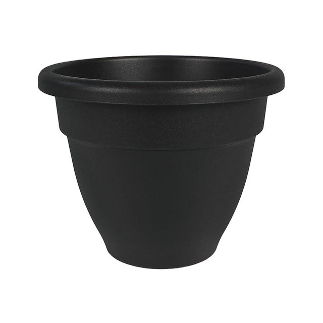 The HC Companies Caribbean Planter Pot - Outdoor & Indoor Plant Pot with Drainage Hole & Plug - Rolled Rim Plastic Pots for Plants & Flowers - Decorative Plant Pot (14" Black, Pack of 1)