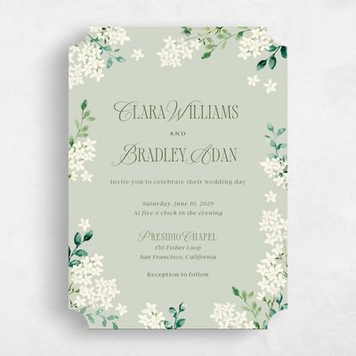 Green Ticket Wedding Invitation - Daisi Portrait