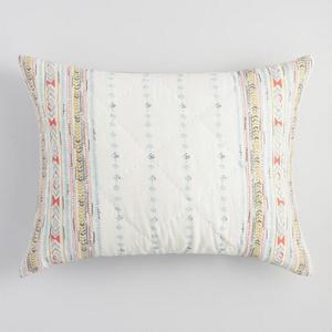 Blue and Coral Squares Dalia Pillow Shams Set of 2