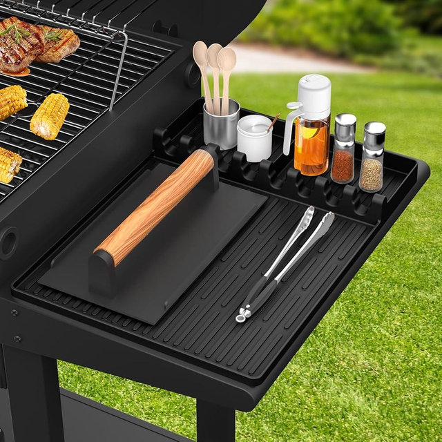 Griddle Mat Grill Accessories for Blackstone, Griddle Accessories Silicone Spatula Mat with Drip Pad, for Outdoor Grill Kitchen Counter (Black)