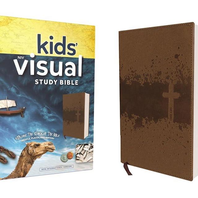 NIV, Kids' Visual Study Bible, Leathersoft, Bronze, Full Color Interior: Explore the Story of the Bible---People, Places, and History