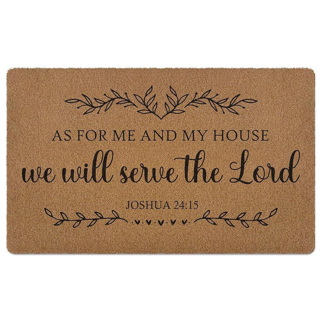 XLDLIOO Christian Door Mat, As for Me and My House We Will Serve The Lord Welcome Front Door Mat Indoor Outdoor Entrance, Rustic Bible Verse Artificial Coir Doormat Rugs for Patio Entry Decor 30x17in