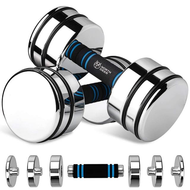Northdeer Steel Dumbbells Ultracompact & Adjustable Chrome Dumbbell with Foam Handles 5lb 10lb 15lb 20lb 30lb 50lb Home Gym Workout (Choice of Size)