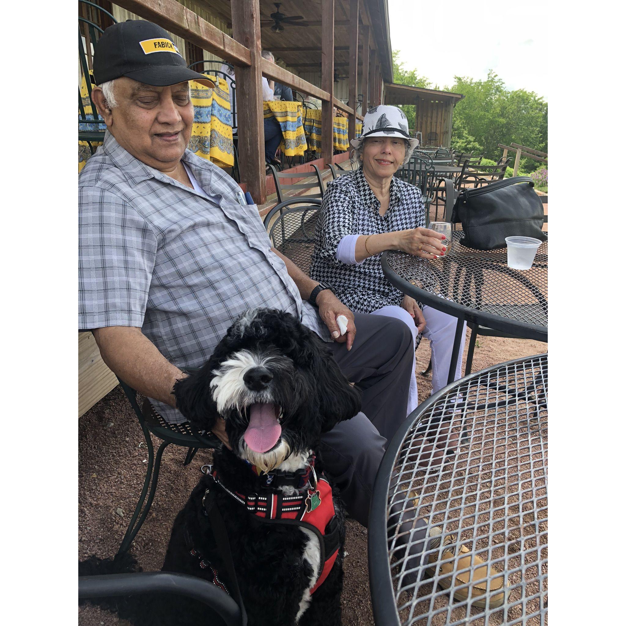 Moki's first roadtrip to Missouri! Visiting a winery in St. Genevieve with his grandparents (Moki was the DD)