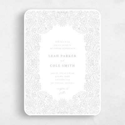 Grey Rounded Wedding Invitation - Juliet Portrait Letterpress
