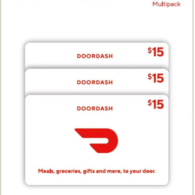 DoorDash Physical Gift Cards (Multipack of 3 x $15)