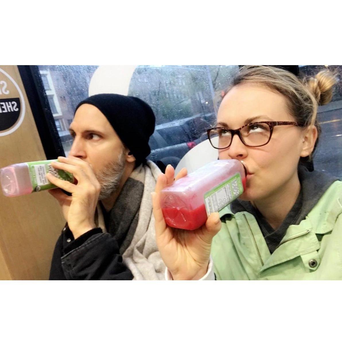 Drinking juice in Brooklyn
