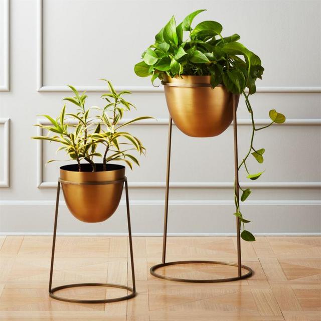 Milo Brass Planter On Stand Large
