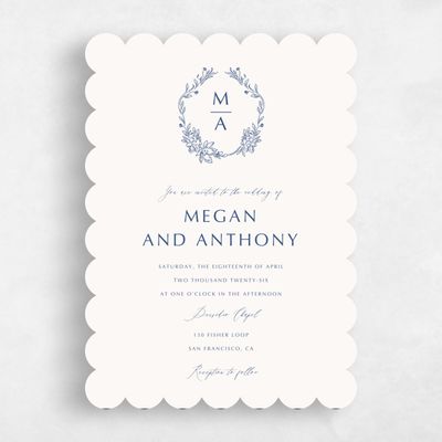 Beige Scalloped Wedding Invitation - Pasqual Portrait