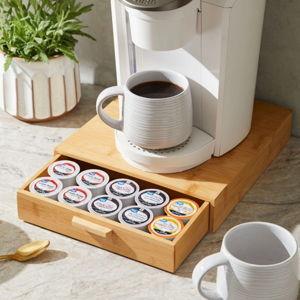 Better Homes & Gardens 25 Capacity 3" H Bamboo K-Cup and Beverage Organizer, Natural, Made for Kitchen Organization and Accessibility