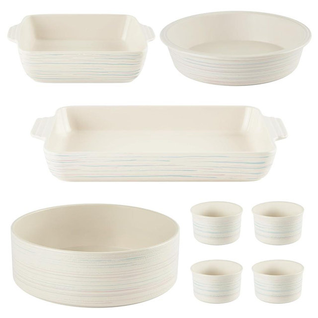 Pyrex (8-Piece) Ceramic Complete Bakeware Set, Nonstick Pie, Casserole, Cake, Lasagna Oven Pans, Bakers, For Baking, Roasting, Steaming