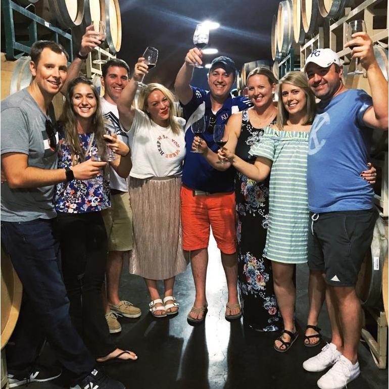 Wine tasting with friends while out in Cali.