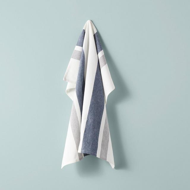 Color Block Multi Stripe Flour Sack Kitchen Towel Blue/Gray - Hearth & Hand™ with Magnolia
