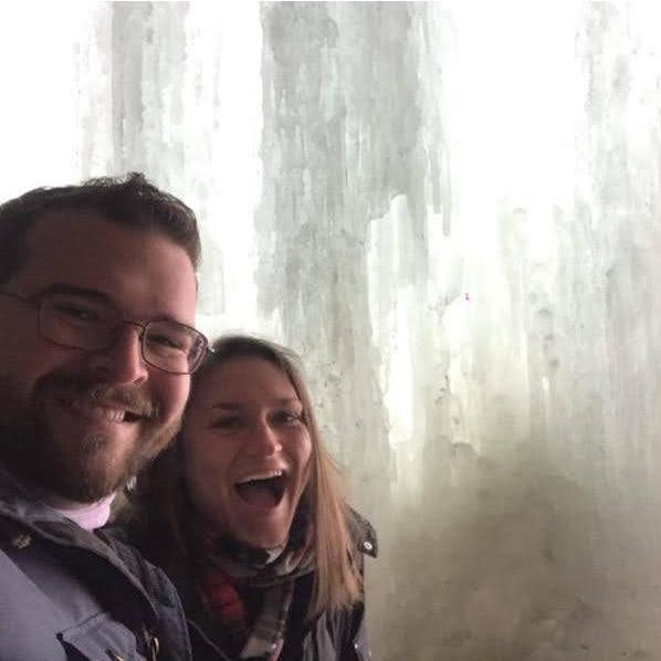 Valentine's Day 2021 hike to a frozen Dundee Falls.