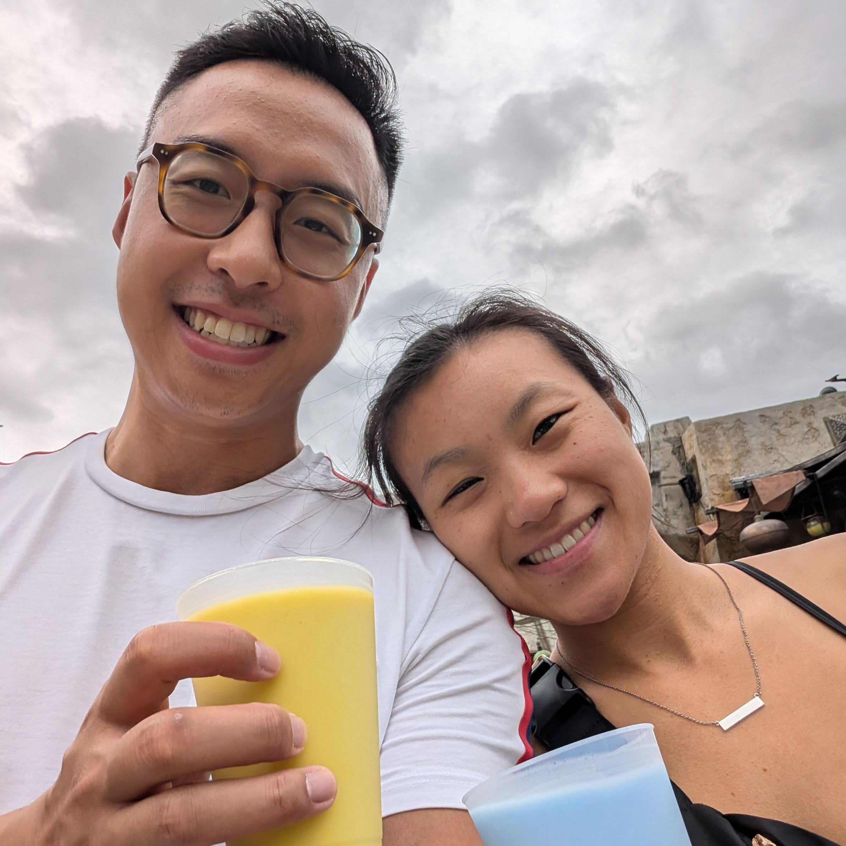 Hollywood Studios 2024, drinking Star Wars green and blue milk!