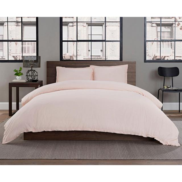 Garment Washed Weave King Duvet Cover Set in Ballet