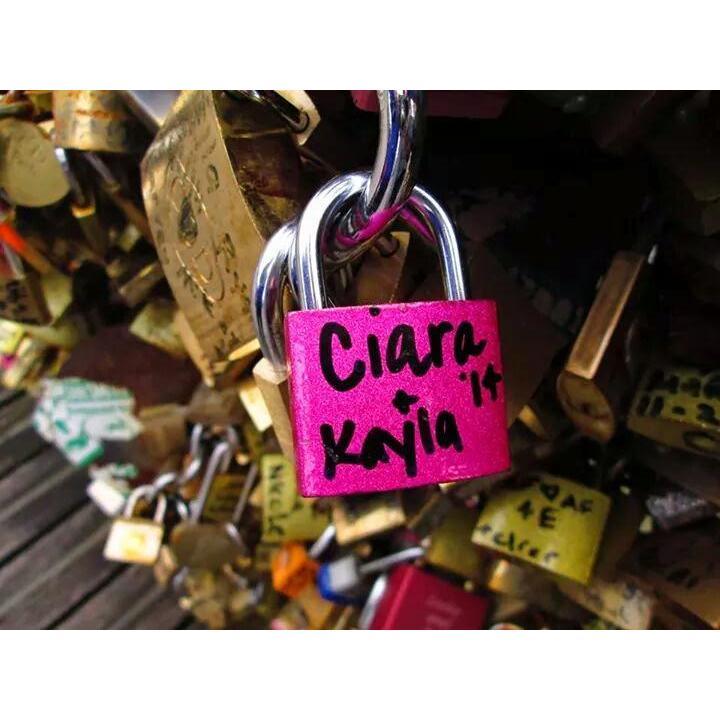 Paris' "love-lock bridge," where you seal your love with a lock, a kiss, and by throwing your key in the river below
