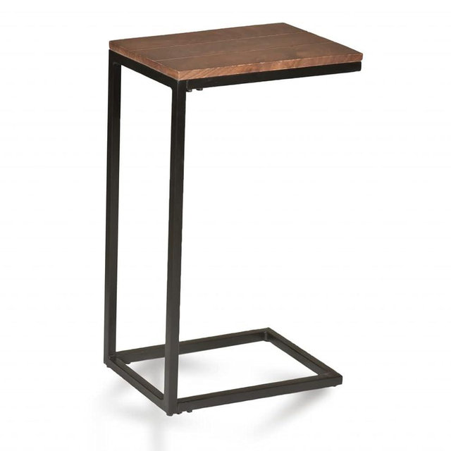 HomeRoots 25" Black and Chestnut Solid Wood Rectangular End Table