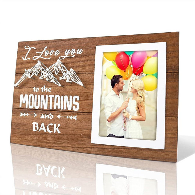 IARTTOP Love Picture Frame Wedding Gifts For Couples Wall Art,I Love You To The Mountains And Back Picture Frames 4x6 inches Photo,Romantic Engagement Gifts for Women Men and Couples