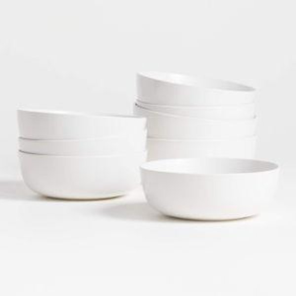 Crate & Barrel Wren Matte White Cereal Bowl Set of 8