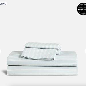 Classic Percale Core Sheet Set-Tandem Stripe in Sky