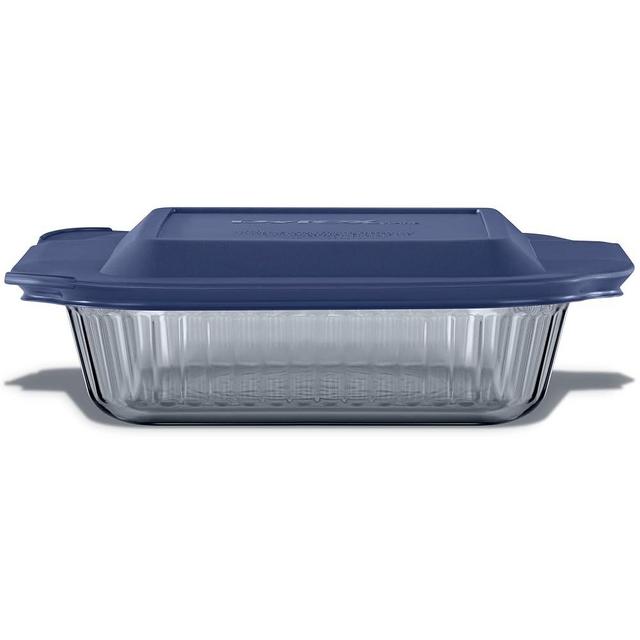 Pyrex Sculpted Tinted (8x8) Glass Baking Dish with BPA-Free Lid, Oblong Bakeware Glass Pan For Casserole & Lasagna, Dishwasher, Freezer, Microwave and Pre-Heated Oven Safe, Smoke