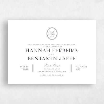 White Wedding Invitation - St Anne Landscape