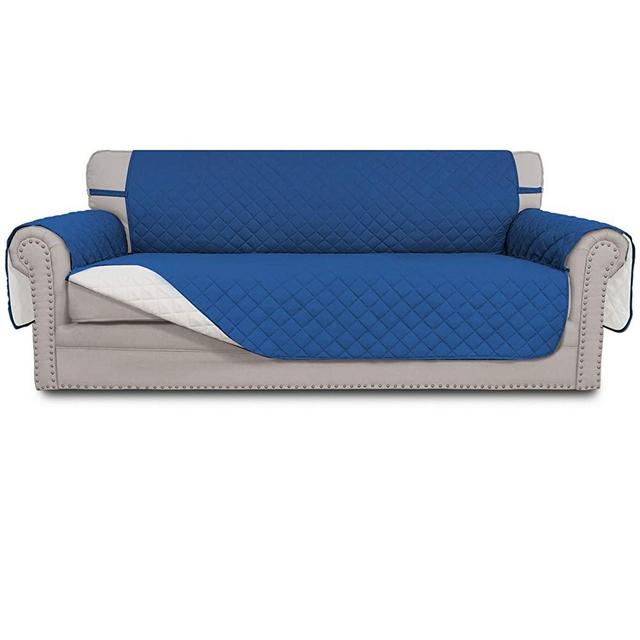 Easy-Going Sofa Slipcover Reversible Sofa Cover Water Resistant Couch Cover with Foam Sticks Elastic Straps Furniture Protector for Pets Kids Children Dog Cat (Sofa, Blue/Ivory)