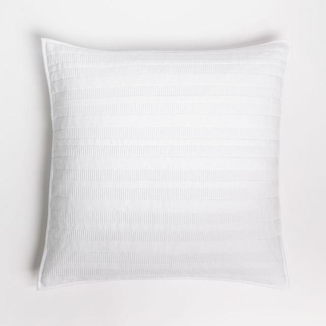 Organic Dobby Ladder Stripe Euro Sham, White