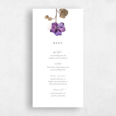 Purple Wedding Menu - Spiga