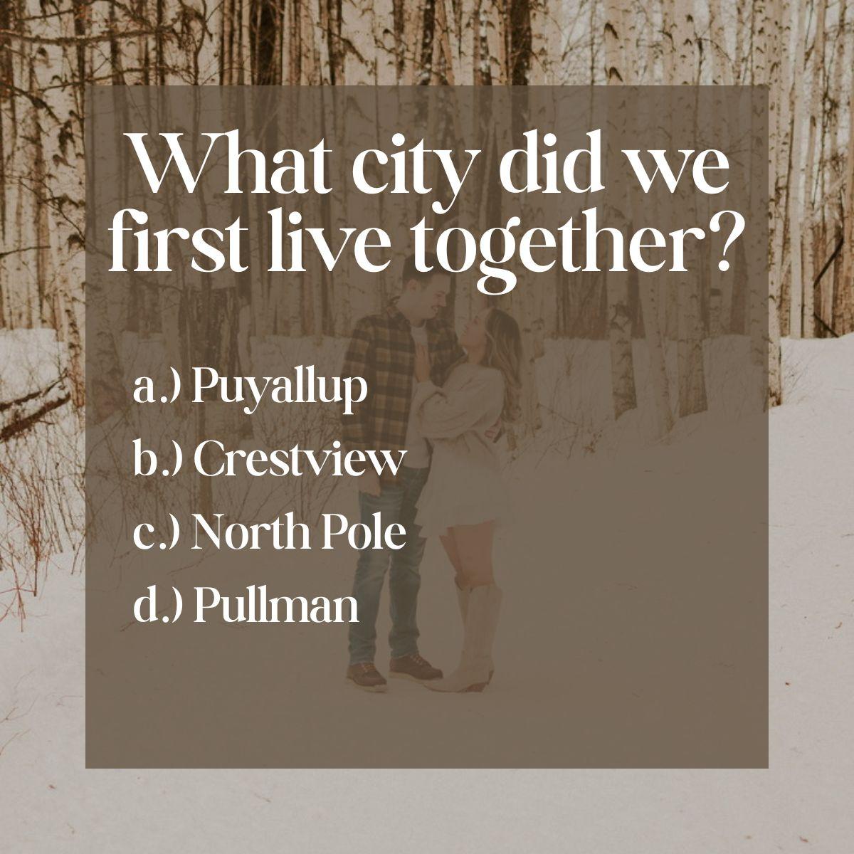 c.) We lived in North Pole, Alaska together while Collin was stationed at Eielson!
