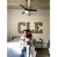 Colton was so please that this air bnb had his initials on the wall.... we were in Cleveland!