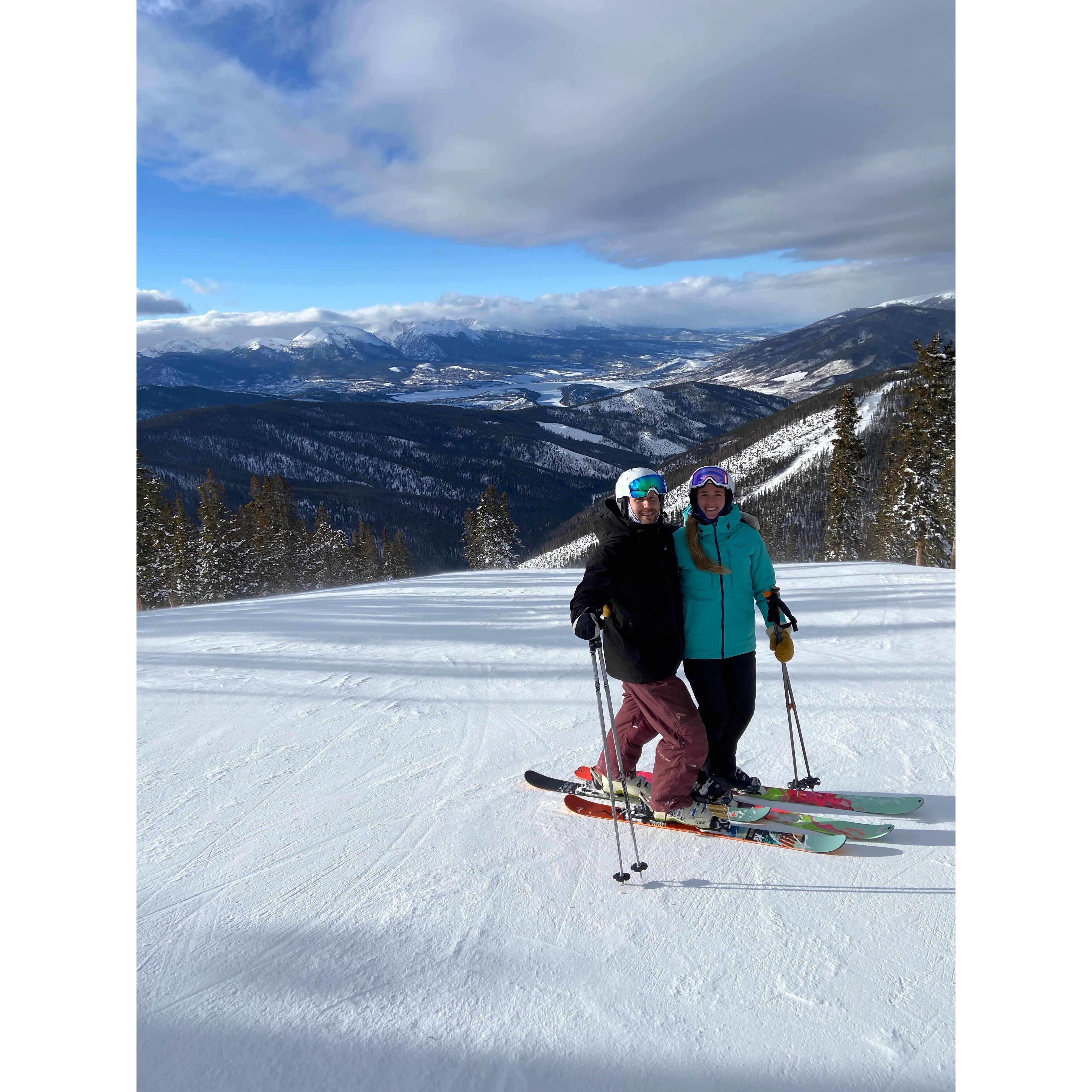 Recreating our first ski date photo two years later- Keystone, CO
