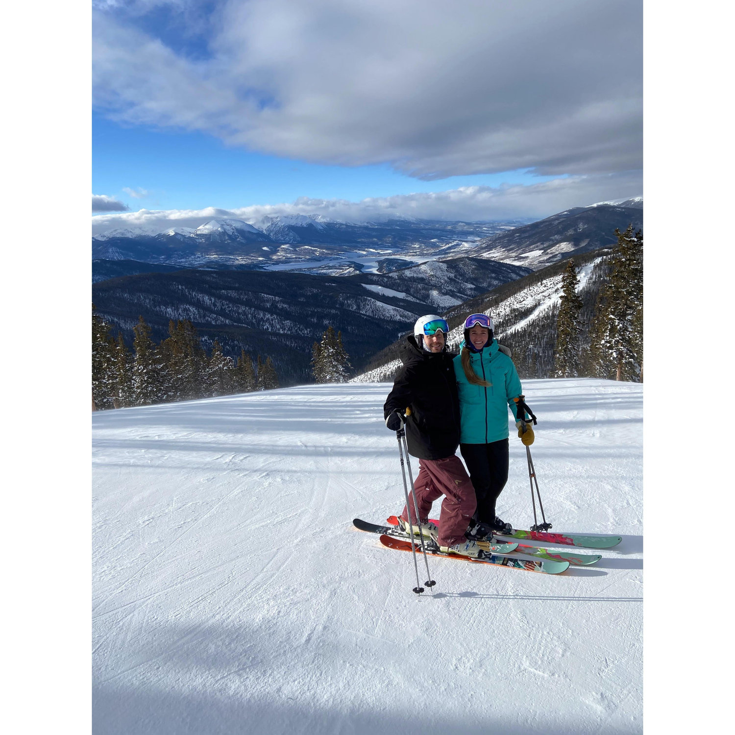 Recreating our first ski date photo two years later- Keystone, CO
