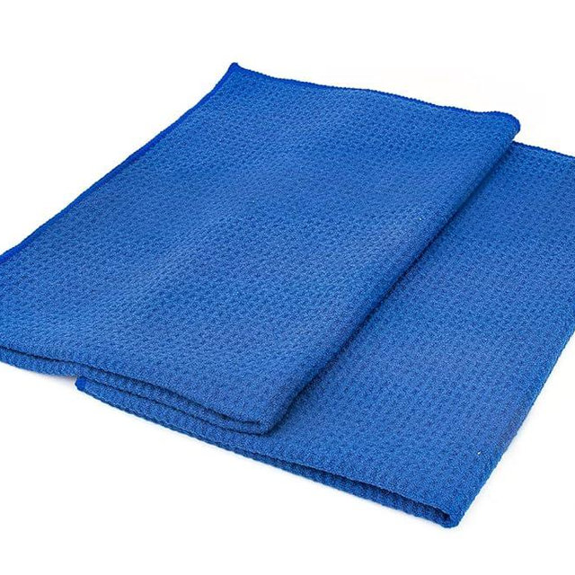 The Rag Company - Standard Waffle Weave Microfiber Towels (2-Pack) Detailing, Window, Glass and Drying, Wax & Polish, Lint-Free, Streak-Free, 370gsm, 16in x 24in, Royal Blue