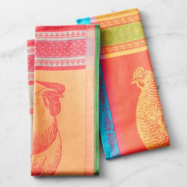 Bright Jacquard Towels, Set of 2, 20" X 30", Chicken