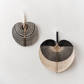 2-Piece Handwoven Palm Leaf Fan Set