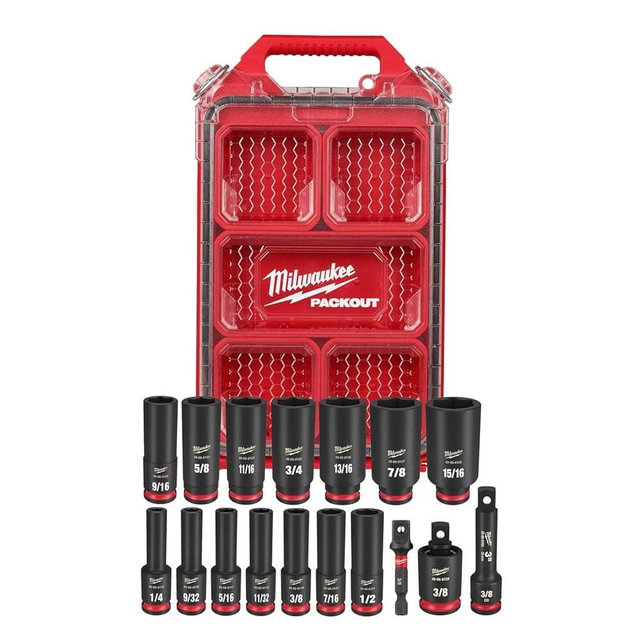 Milwaukee Electric - Shockwave Impact Duty. Socket 3/8. DR 17PC SAE PAC