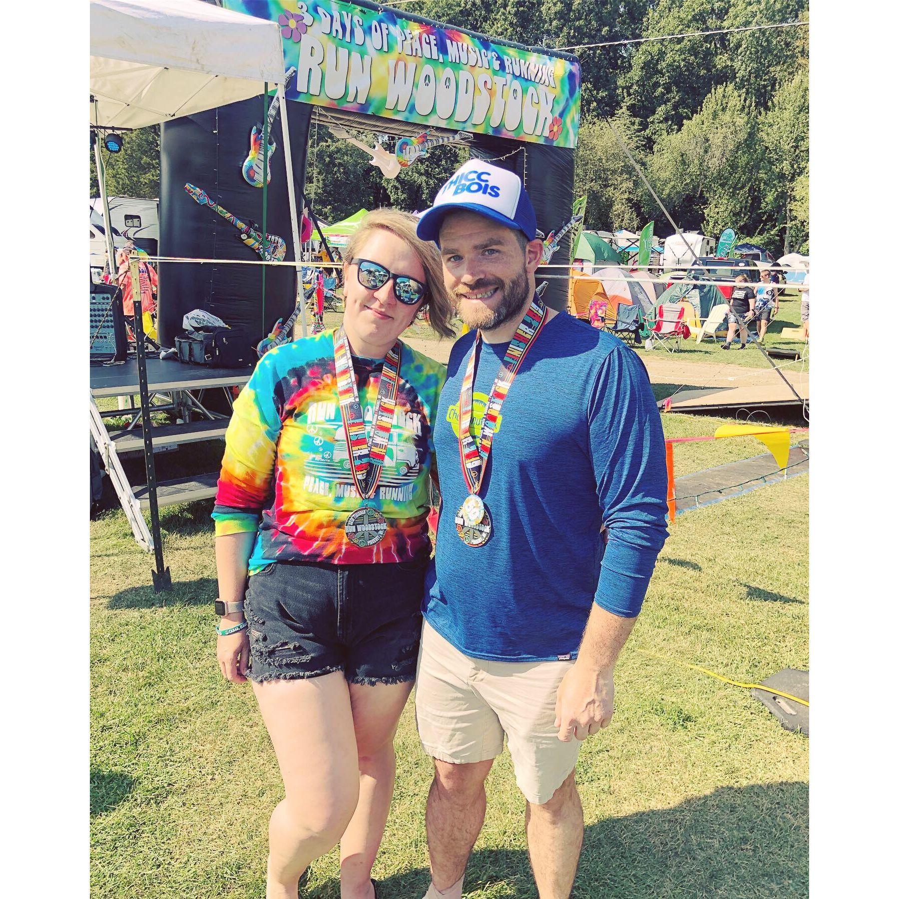 Run Woodstock, September 2019. John ran a 50K on a busted foot and Caitlin ran her first trail 10K!
