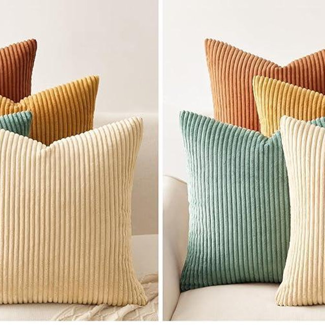 Topfinel Decorative Throw Pillow Covers Cushion Cases, Set of 4 Soft Velvet Modern Double-Sided Designs, Mix and Match for Boho Farmhouse Fall Home Decor (18x18 inch, Orange/Teal) (Pack of 2)