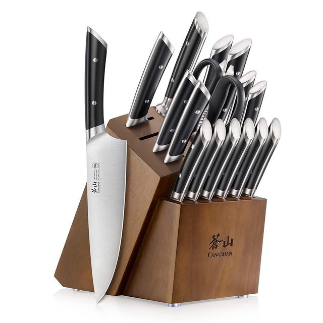 Cangshan HELENA Series German Steel Forged Knife Block Set (17-Piece, Black)
