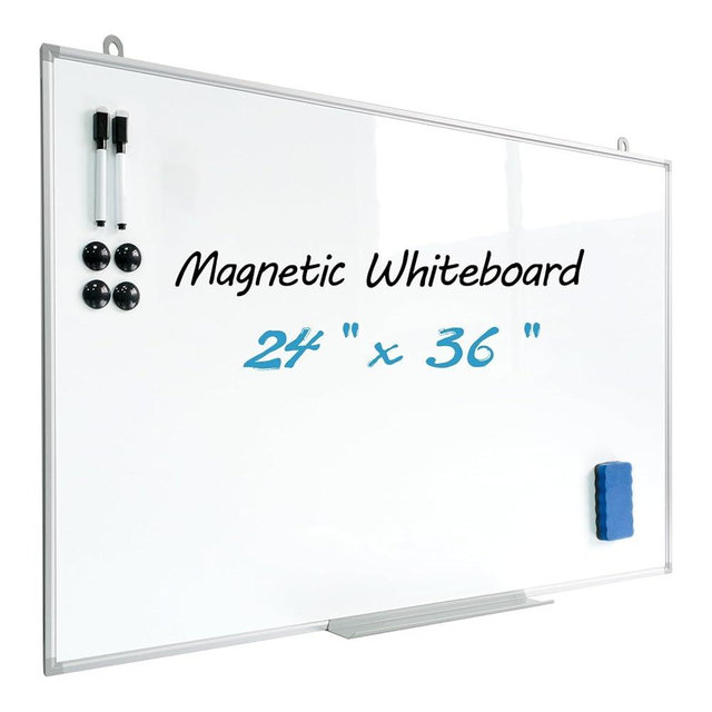 Magnetic Writeboard 24X36 Dry Erase Board Hanging & Wall Mounted Whiteboard S Aluminium Frame Message Boards for Home, School, Office, Kitchen