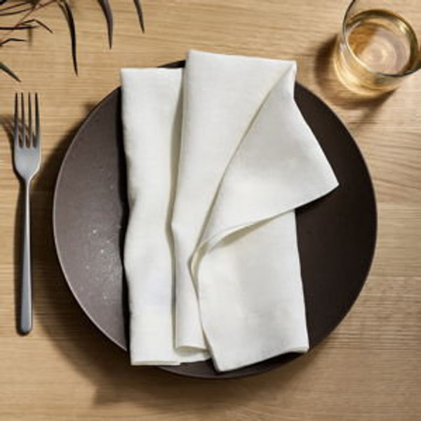European Linen Wide-Hem Napkins (Ivory, Set of 12)